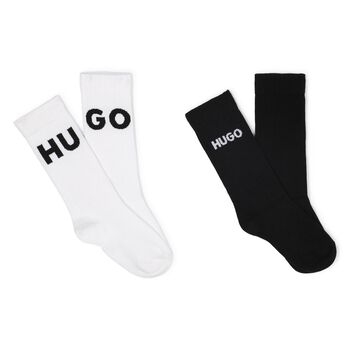 Boys Black & White Logo Socks (2 Pack)