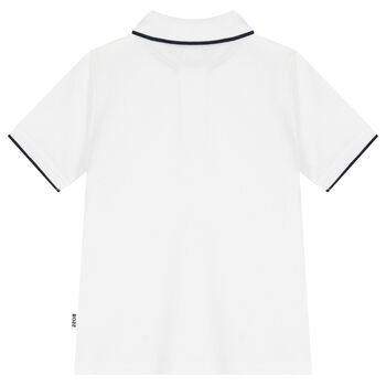 Boys White Logo Polo Shirt