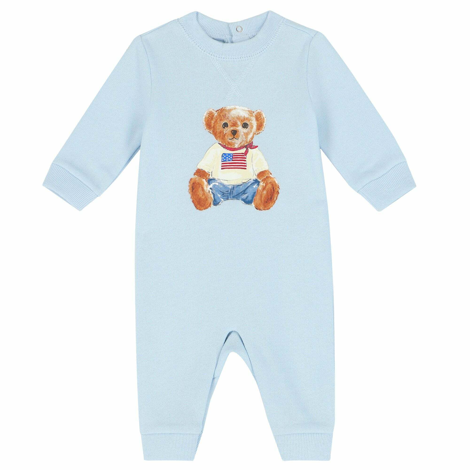 Ralph Lauren Baby Boys Blue Teddy Romper Junior Couture