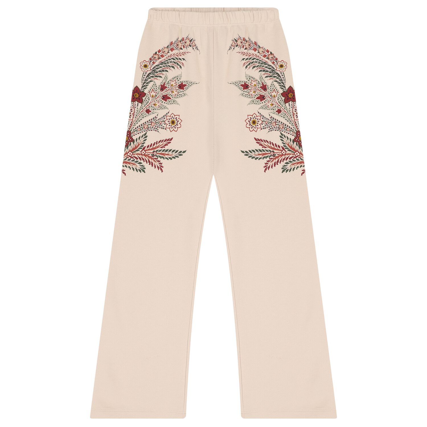 Girls Beige Floral Trousers, 1, hi-res