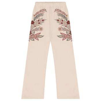 Girls Beige Floral Trousers