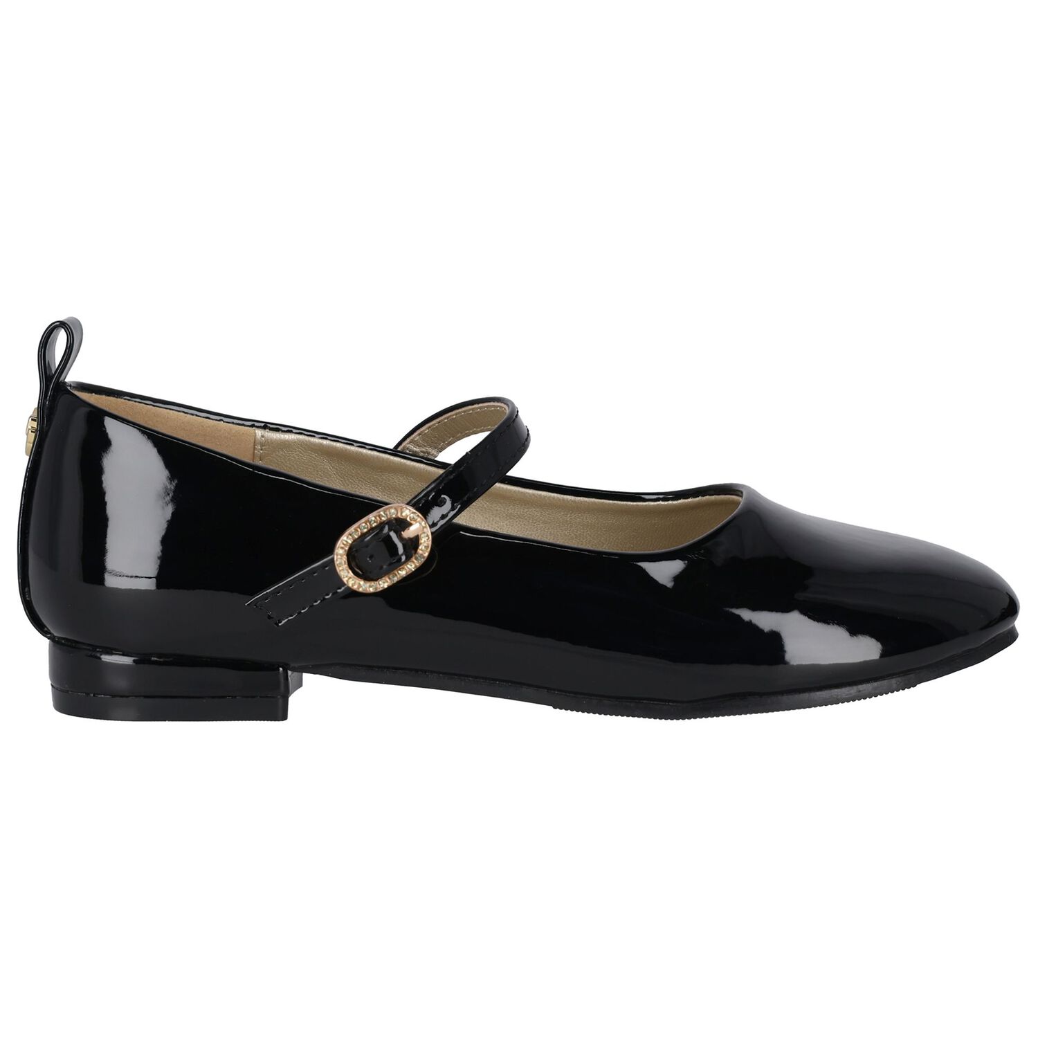 Girls Black Logo Patent Leather Shoes, 1, hi-res image number null