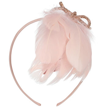 Girls Pink Feather Headband