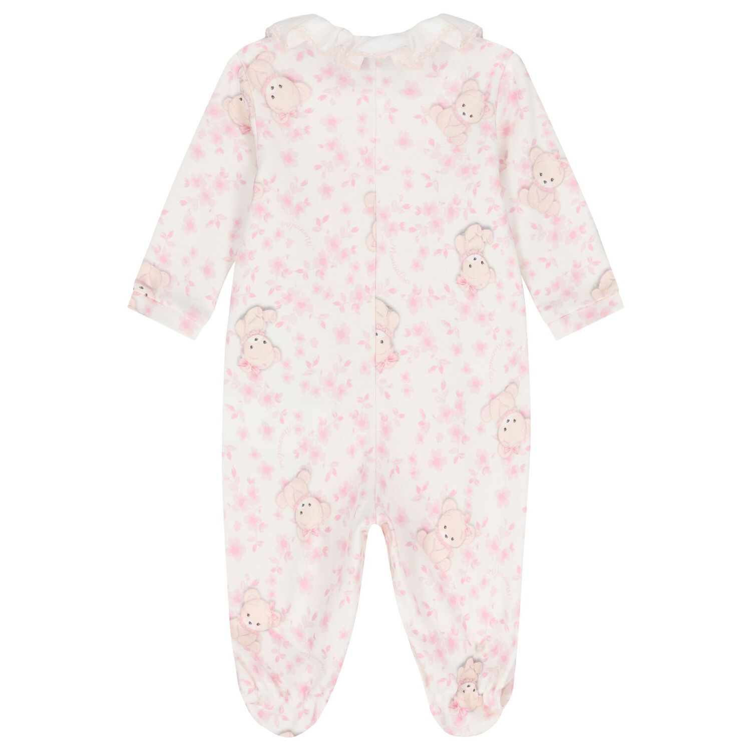 Baby Girls Ivory & Pink Teddy Bear Babygrow, 1, hi-res