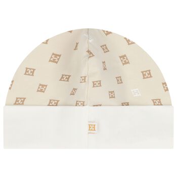 Baby Girls Ivory & Beige Logo Hat
