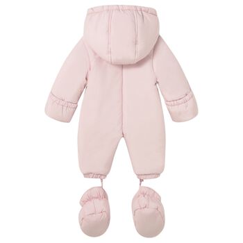 Baby Girls Pink Embroidered Baby Snowsuit