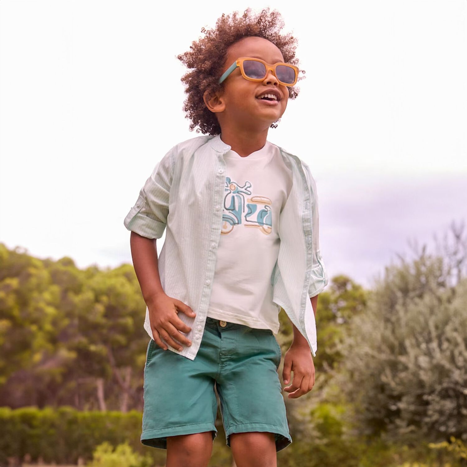 Boys Green Shorts, 1, hi-res