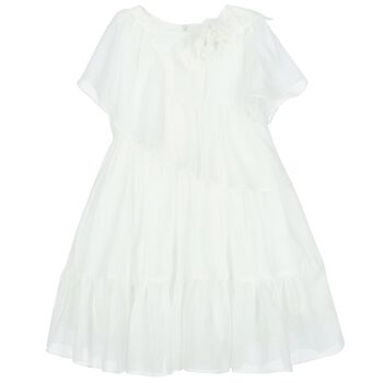 Girls White Flower Chiffon Dress