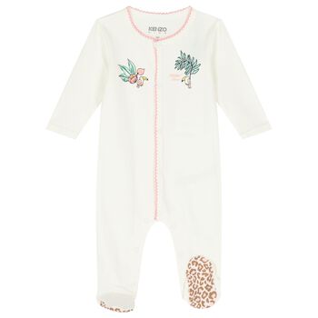 Baby Girls White Logo  Babygrow