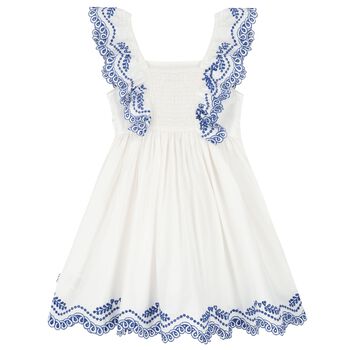 Girls White Broderie Anglaise Dress