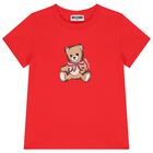 Girls Red Teddy Bear Logo T-Shirt, 2, hi-res