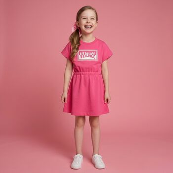 Girls Pink Logo Dress
