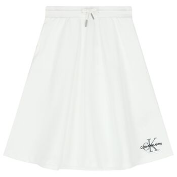 Girls White Logo Skirt