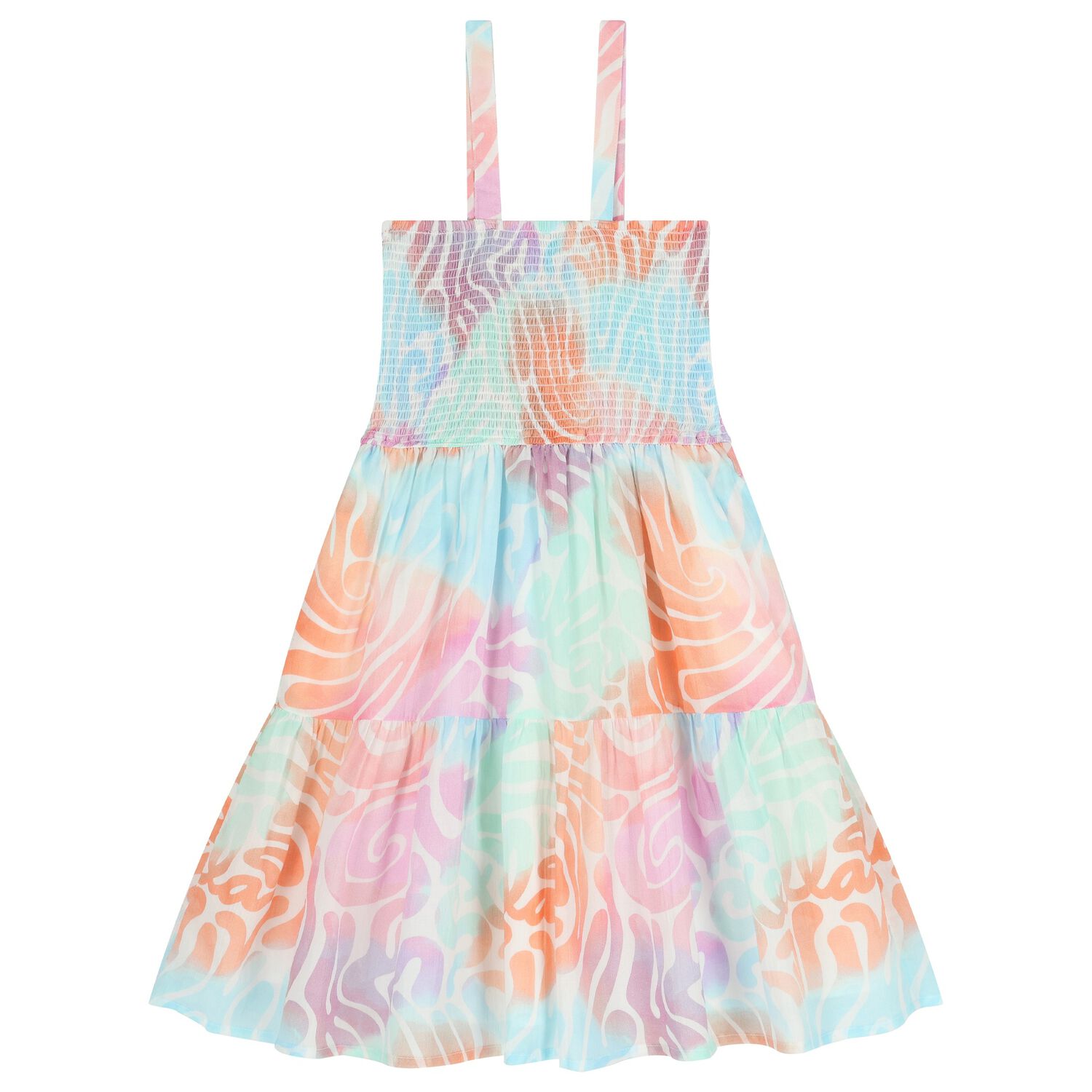 Girls Multi-Coloured Tiered Dress, 1, hi-res