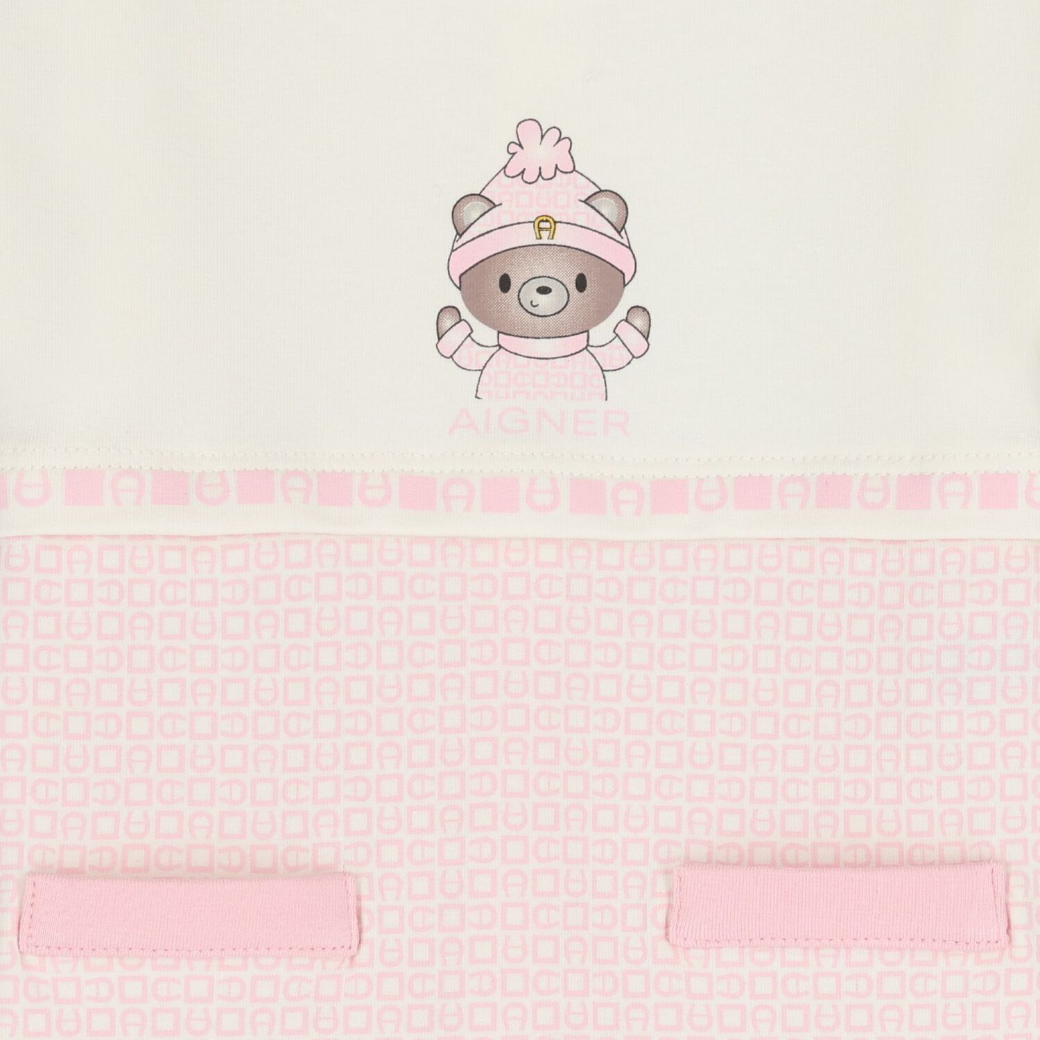 Baby Girls Ivory & Pink Teddy Bear Logo Babygrow, 3, hi-res