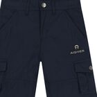 Boys Navy Blue Logo Shorts, 1, hi-res