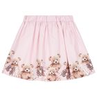 Girls White & Pink Teddy Bear Skirt Set, 1, hi-res