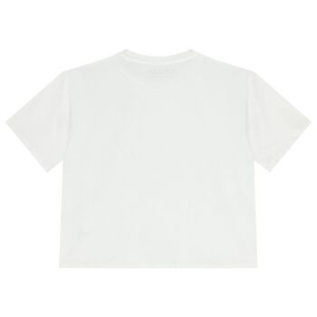 Girls White Embellished Logo T-Shirt