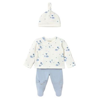 Baby Boys Ivory & Blue 2 Piece Babygrow Set