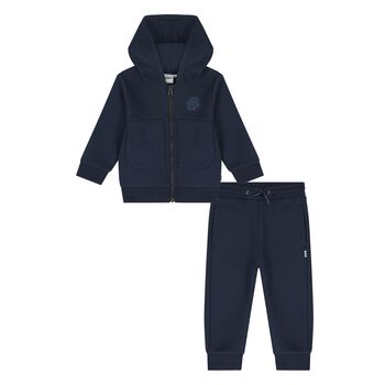 Younger Boys Mini Me Navy Blue Logo Tracksuit