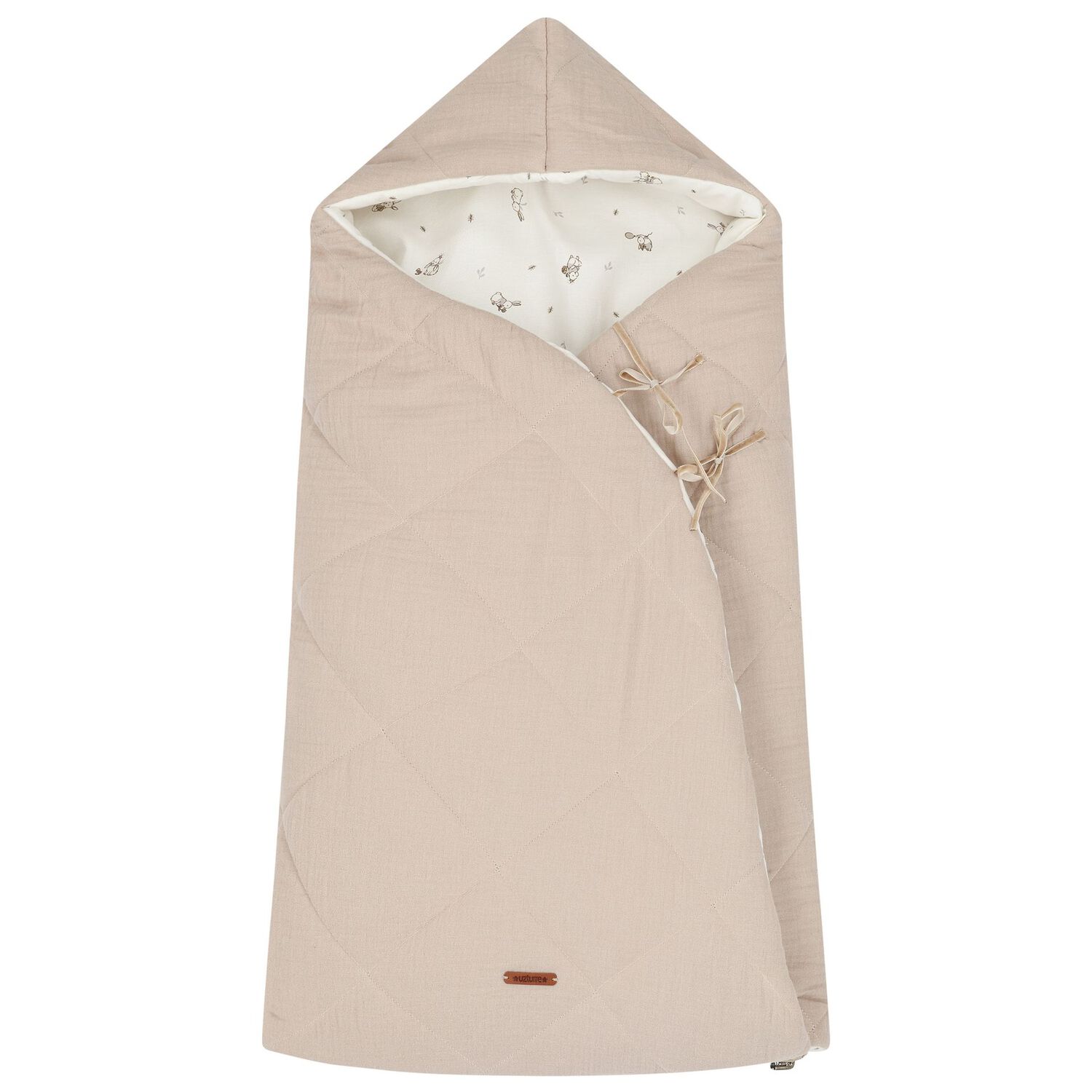 Ivory & Beige Hooded Reversible Baby Nest, 1, hi-res