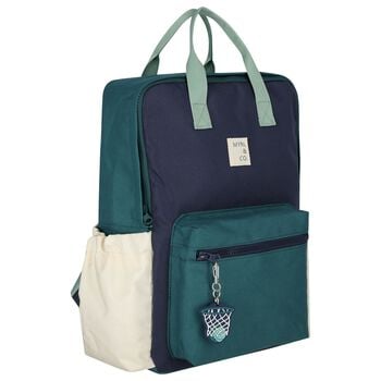 Boys Navy Blue, Green & Ivory Logo Backpack ( 36CM )