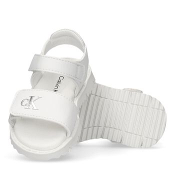 Girls White Logo Sandals