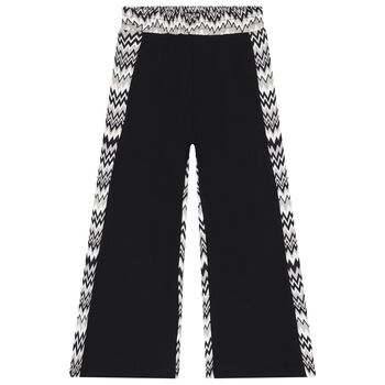Girls Black & White Zigzag Trousers