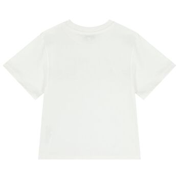 Girls White Logo Rhinestone T-Shirt