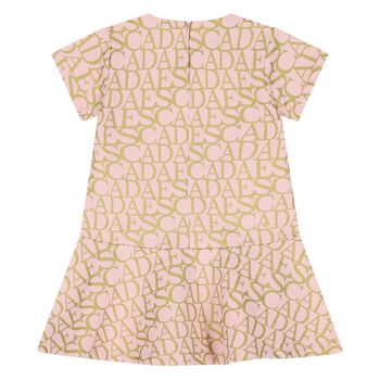 Younger Girls Pink & Gold Logo Dress
