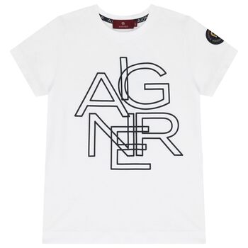 Aigner تي شيرت أبيض بشعار للأولاد, 1 تي شيرت أبيض بشعار للأولاد
