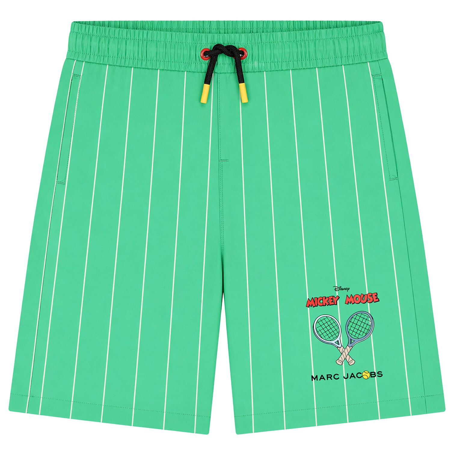 Boys Green Striped Swim Shorts, 1, hi-res