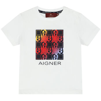 Younger Boys White Logo T-Shirt