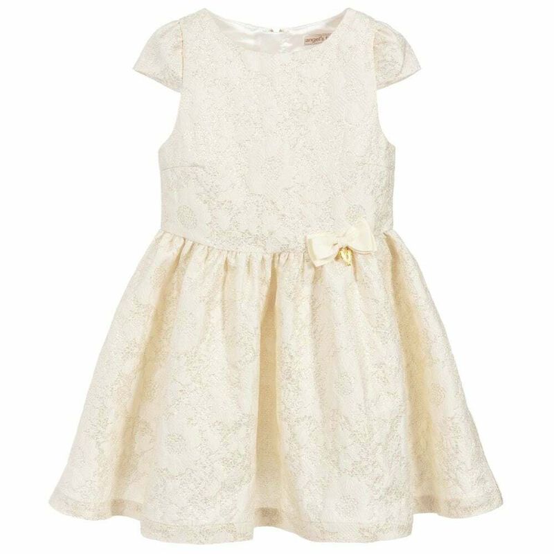 Angel S Face Girls Ivory Gold Jacquard Dress Juniorcouture