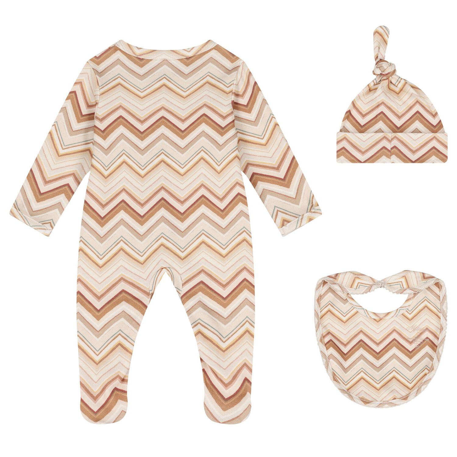 Beige & Brown Zig Zag Babygrow Set, 2, hi-res