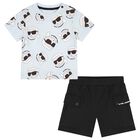Boys Blue & Black Ikonik Shorts Set, 1, hi-res