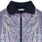 Girls Navy Blue Embellished Jacket, 1, hi-res