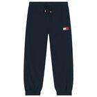 Boys Navy Blue Logo Joggers, 1, hi-res