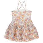 Girls Ivory Floral Mini Dress, 1, hi-res