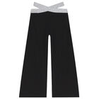 Girls Black & Grey Logo Trousers, 1, hi-res