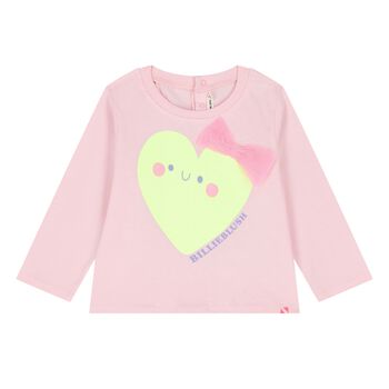 Younger Girls Pink Heart Long Sleeve Top