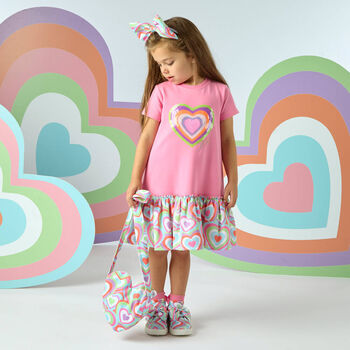 Girls Pink Abstract Heart Print Bag