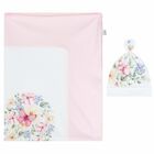 Baby Girls White & Pink Floral Blanket & Hat Gift Set, 1, hi-res