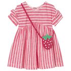 Younger Girls White & Pink Heart Dress & Bag Set, 2, hi-res