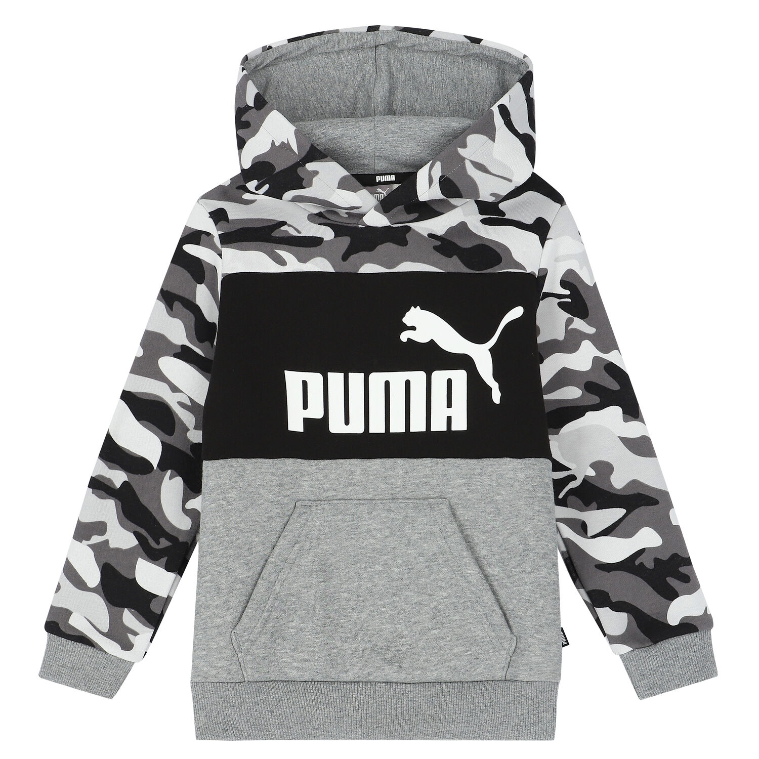 Puma Boys Grey Black Logo Hooded Top Junior Couture KSA