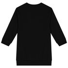 فستان بنات سويتشيرت بالشعار باللون الأسود والذهبي, 1, hi-res