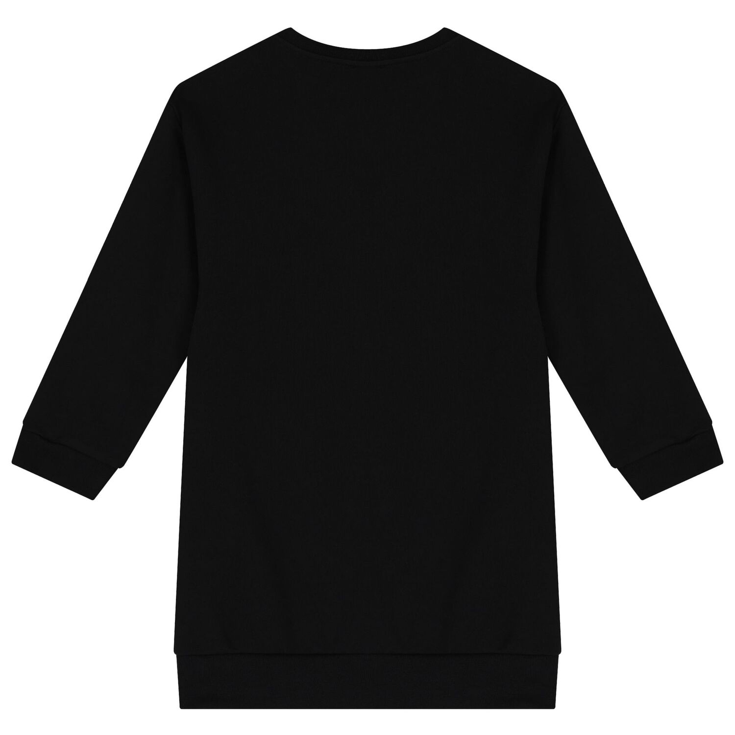 فستان بنات سويتشيرت بالشعار باللون الأسود والذهبي, 1, hi-res