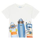 Younger Boys White & Orange Shorts Set, 1, hi-res