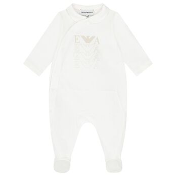 White Logo Babygrow