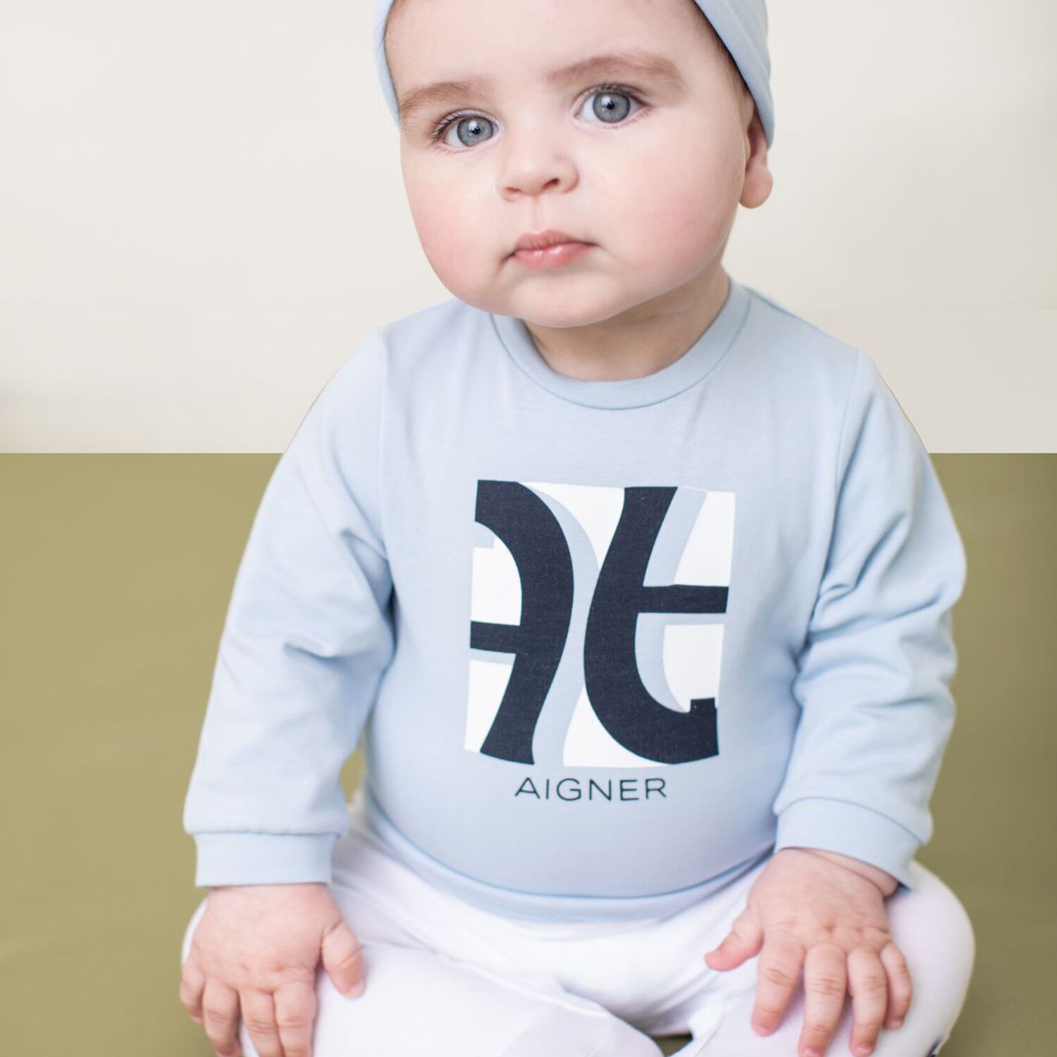Baby Boys Blue Logo Hat, 2, hi-res